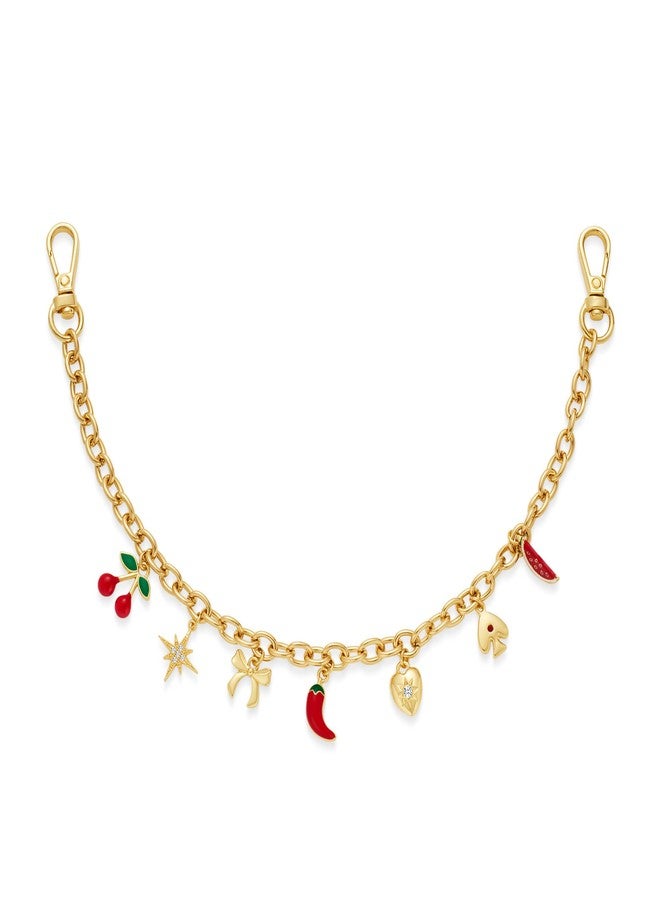HolidayQbee Bag Charms Chain Fashion Fruit Keychain For Women 14K Gold-Plated Cherry Bow Heart Keychains Accessories Charm Trendy Purse Charms Car Key Chain Jewelry - Image 1